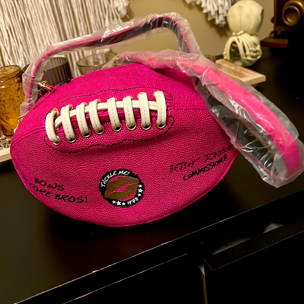 Betsy Johnson Pink football purse